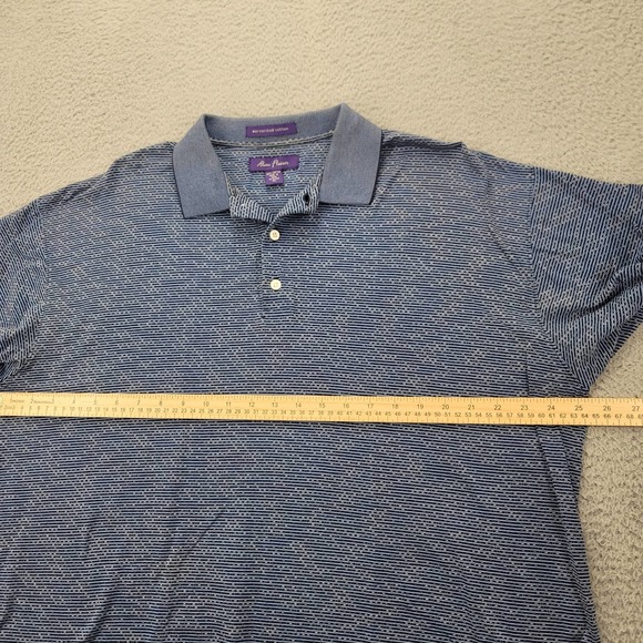 Alan Flusser Shirt Mens XL Blue Short Sleeve Casual Classic Preppy Polo - Picture 10 of 11